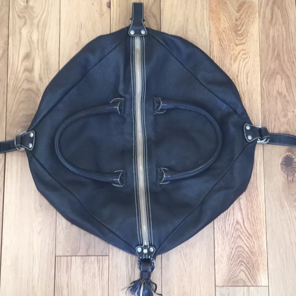 Black leather carry-on